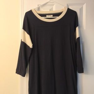 navy and white dress